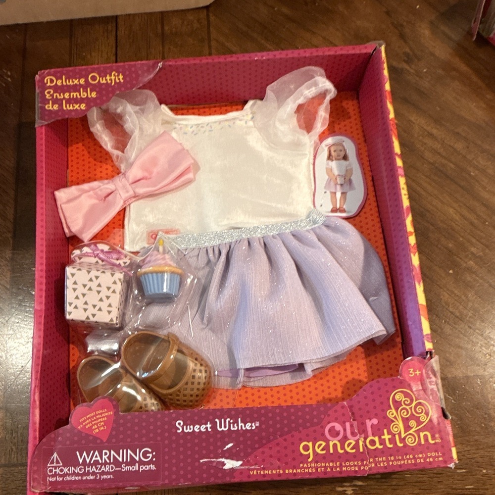 Our Generation Sweet Wishes Deluxe Outfit Dress Shoes Headband 18in Doll Set